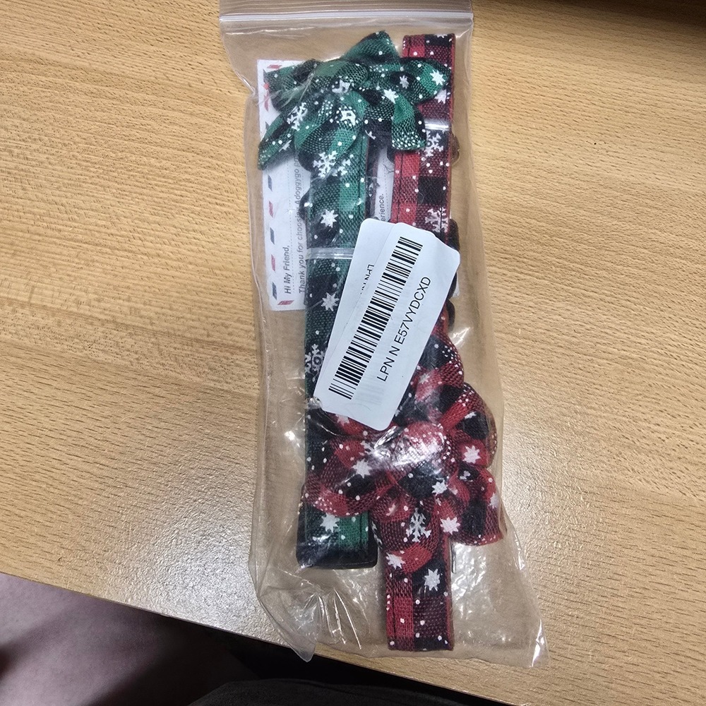 ADOGGYGO Christmas Dog Collar 2 Pack Red Green Plaid Snowflake Bow Flower NEW